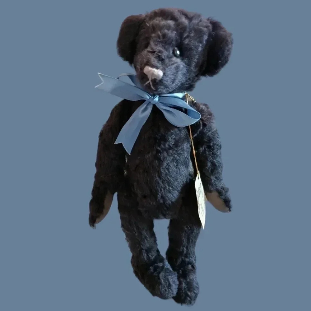 Terry Klink vtg yesterday's memories mohair bear '16" blk/gray